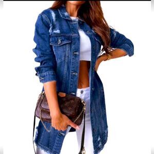 Denim Oversized Ripped Denim Jacket